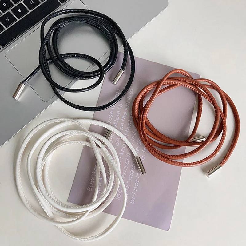 여성용 라운드 가죽 로프, 얇은 벨트, 장식 매듭 허리 로프, 심플 셀프 타이 스커트 코트, 허리 벨트 스트랩, 패션, 신제품