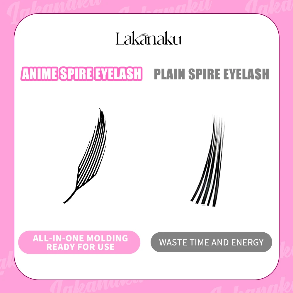 LAKANAKU Spire Lashes 깃털 개별 속눈썹 연장 B/C/CC/D 캐시미어 볼륨 미리 제작된 스파이크 속눈썹
