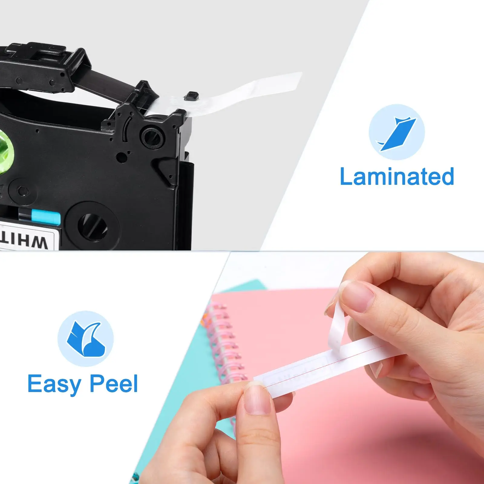 6/9/12/18/24mm 라벨테이프 리본끈 TZE231 TZE241 TZE251 TZE221 화이트 라미네이션 리본 형제 PT-H100/PTD600 호환