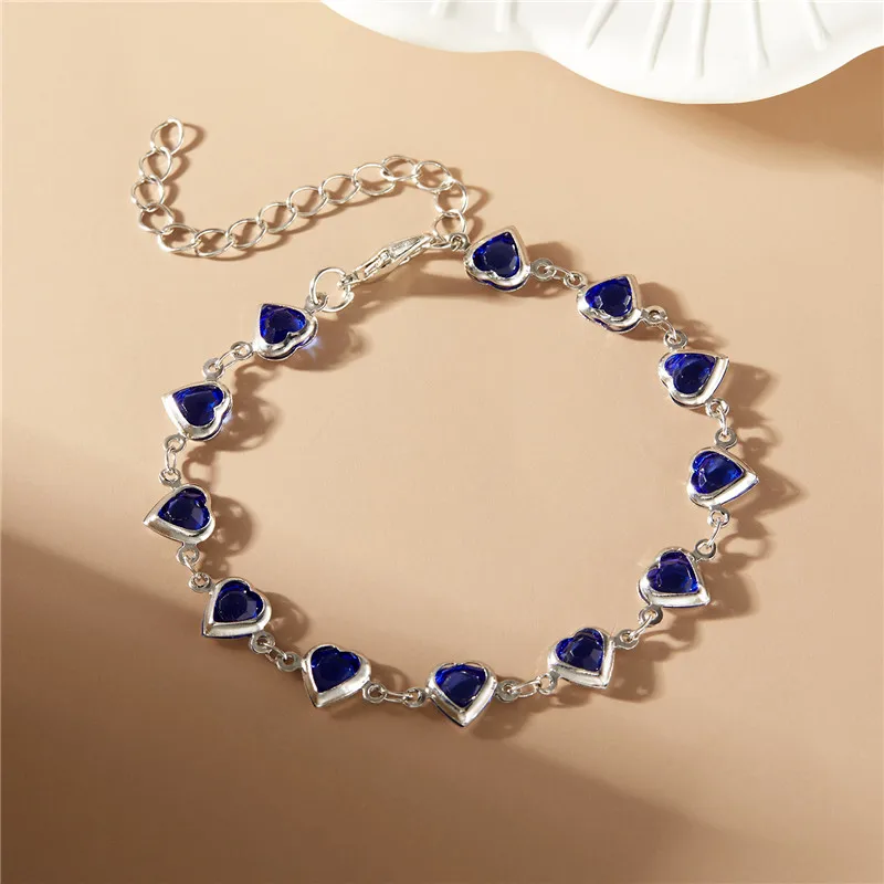 여성을위한 절묘한 Boho 캔디 컬러 하트 모양의 크리스탈 팔찌 패션 매력 지르콘 나비 진주 금속 체인 팔찌