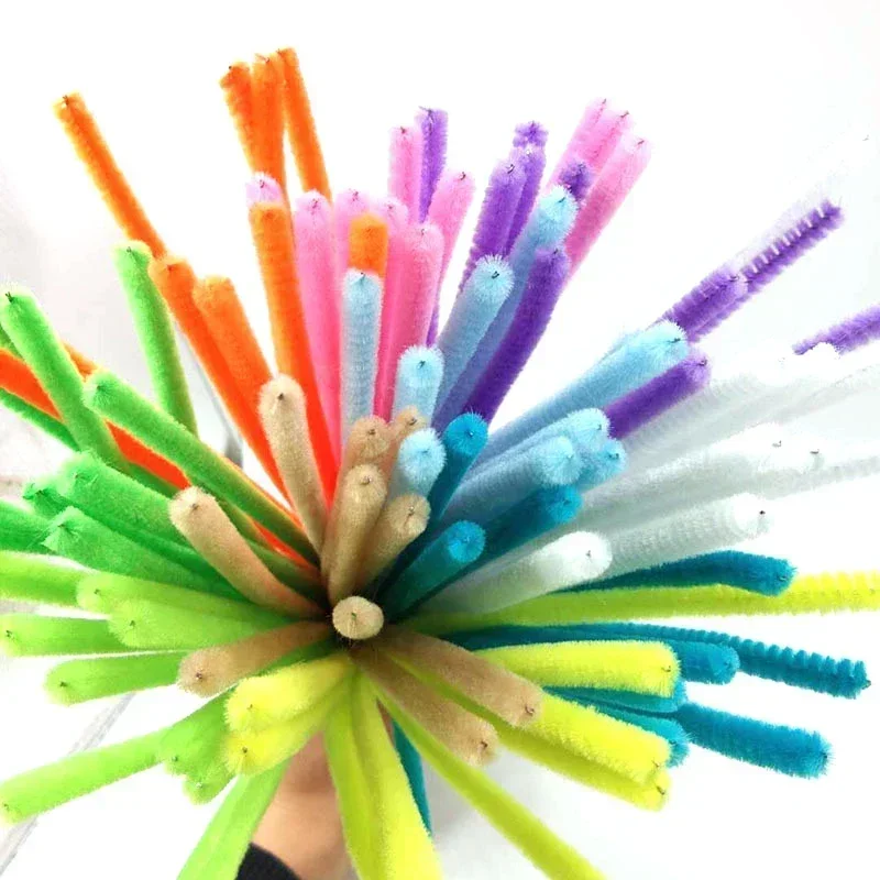 100/50Pcs 셔닐 실 줄기 대량 22 색 셔닐 실 파이프 클리너 줄기 어린이 예술 및 공예 프로젝트 및 장식 (6 mm x 12 인치)