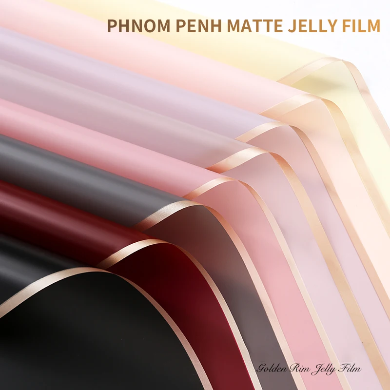 황금색 가장자리가 있는 꽃 포장지 10장, 방수 꽃다발 포장 - DIY 결혼식 및 생일에 이상적