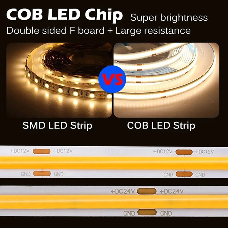 5m COB RGB CCT RGBW 따뜻한 자연 쿨 화이트 LED 스트립 DC12V/24V 유연한 고휘도 도트리스 다채로운 LED 테이프 라이트 바 RA90
