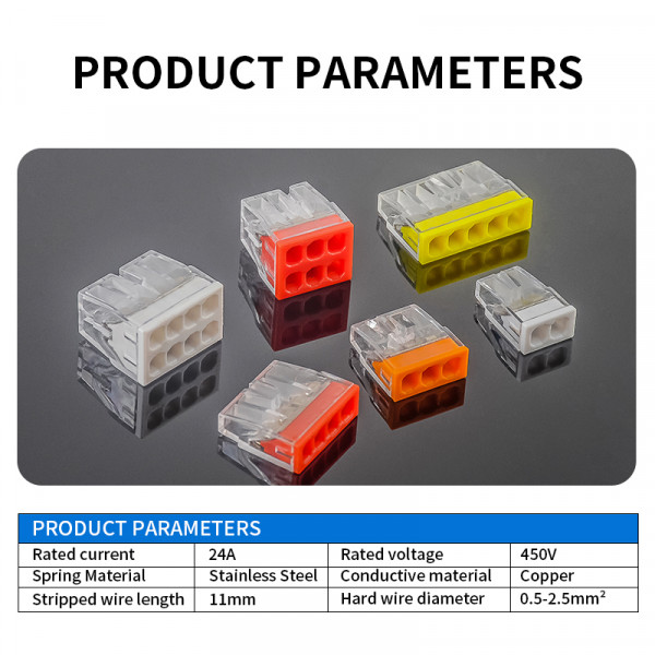 JINH 100 Pcs CMK 20 미니 퀵 와이어 커넥터 2/3/4/5/6/8 포트 터미널 블록 하드 스테인레스 간편한 전기 퀵 푸시 인