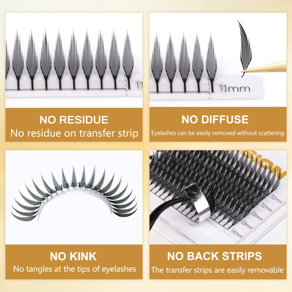 lashrujade Comic Spire Lashes Premade 팬 속눈썹 연장 타워 탑 깃털 모양 속눈썹 가짜 밍크 소프트 천연 메이크업 속눈썹