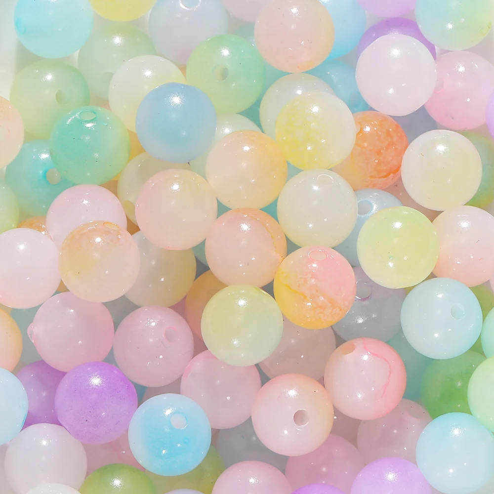 DIY 수제 목걸이 팔찌 쥬얼리 제작 액세서리용 라운드 루즈 스페이서 비즈, 다채로운 아크릴 비즈, 로트 당 50 개, 8mm, 10mm