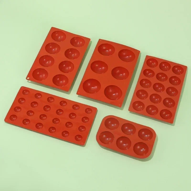 6/8/15/24 구멍 하프 볼 구형 라운드 실리콘 몰드 3D 브라우니 푸딩 무스 초콜릿 디저트 DIY 베이킹 케이크 장식 도구