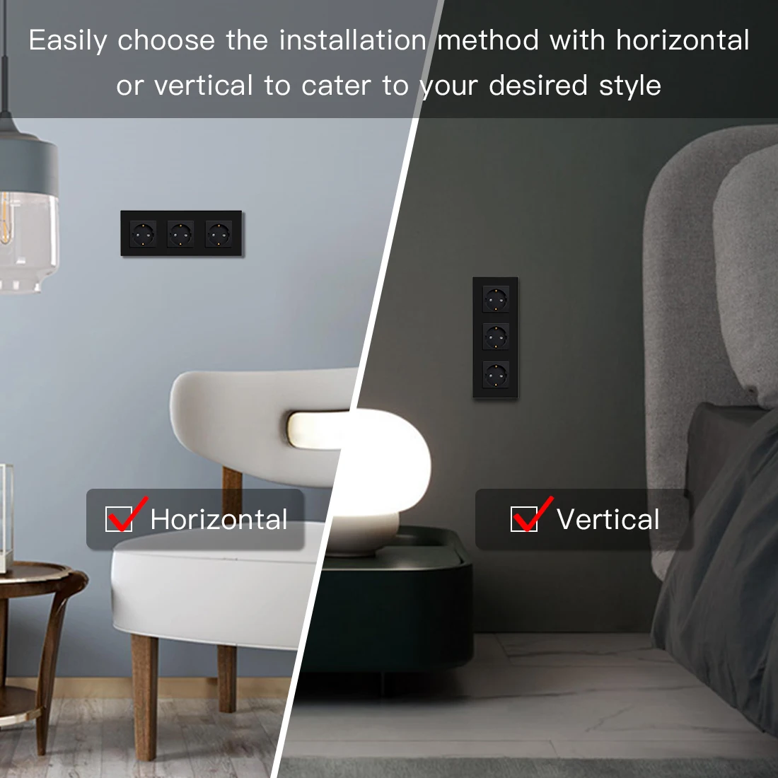 BSEED EU 표준 벽 전기 소켓, C타입 콘센트, 벽 전원 소켓, USB 충전 포트, 유리 패널, 어린이 보호, 16A