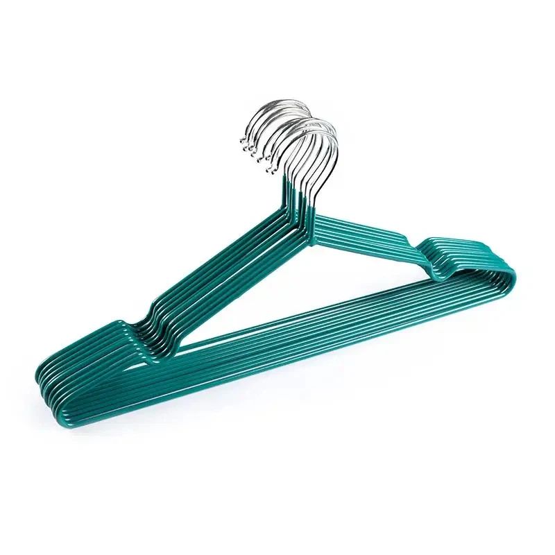 10pcs 미끄럼 방지 코팅 금속 양복 코트 옷걸이 헤비 듀티 옷 걸이 드레스에 대 한 라운드 노치와 금속 셔츠 자 켓 옷걸이