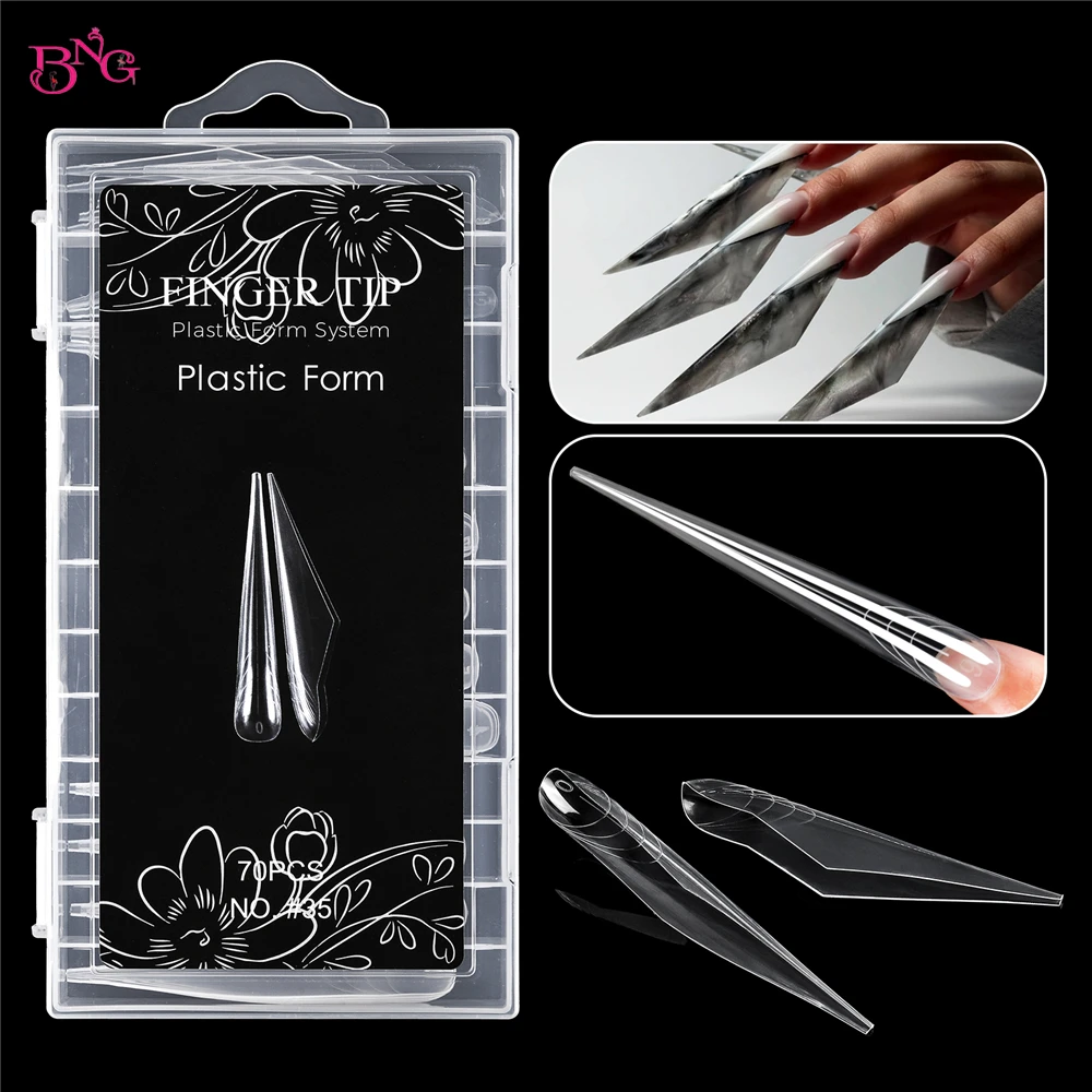 BNG 3D 곡선 스틸레토 네일 폴리 확장 젤 확장 XL XXL 아크릴 네일 몰드 재사용 가능한 풀 커버 몰드 용 듀얼 폼