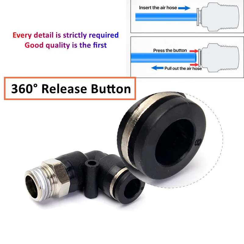 공압 공기 커넥터 피팅 PC/PCF/PB/PKB/PH/PL/PLF/PX/SL 4mm 6mm 8/10mm 나사 1/8 1/4 3/8 1/2 검정색 플라스틱 호스 피팅