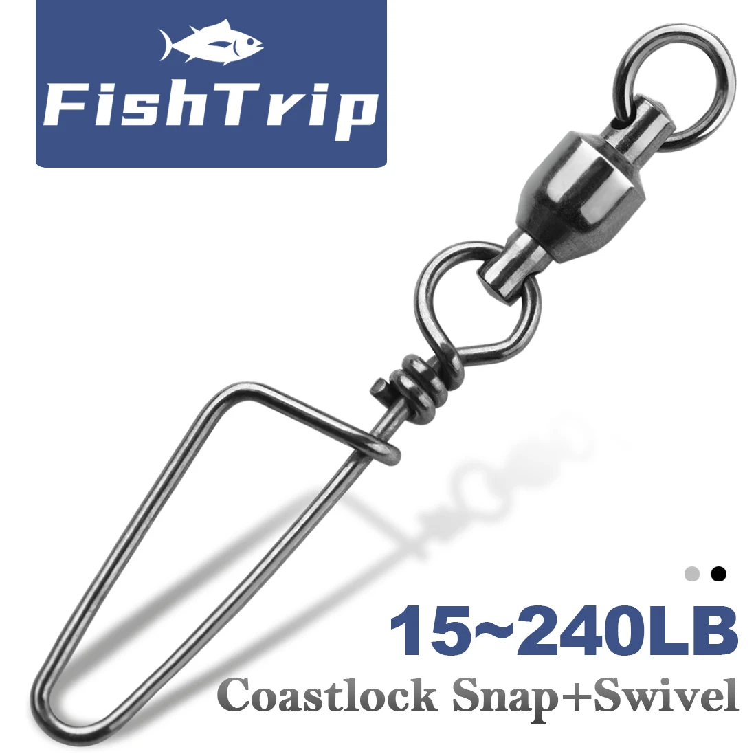 FishTrip 낚시 스냅 회전 볼 베어링 회전, 스테인리스 스틸, 코스트록 스냅, 부식 방지, 블랙 니켈 코팅 title=FishTrip 낚시 스냅 회전 볼 베어링 회전, 스테인리스 스틸, 코스트록 스냅, 부식 방지, 블랙 니켈 코팅 