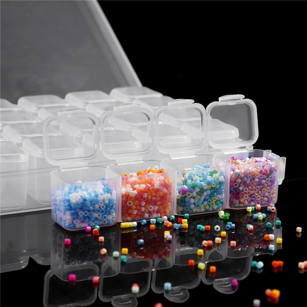 28 Girds 조정 가능한 플라스틱 스토리지 박스 비즈 링 펜던트 상자 쥬얼리 네일 아트 다이아몬드 페인팅 액세서리 컨테이너 상자