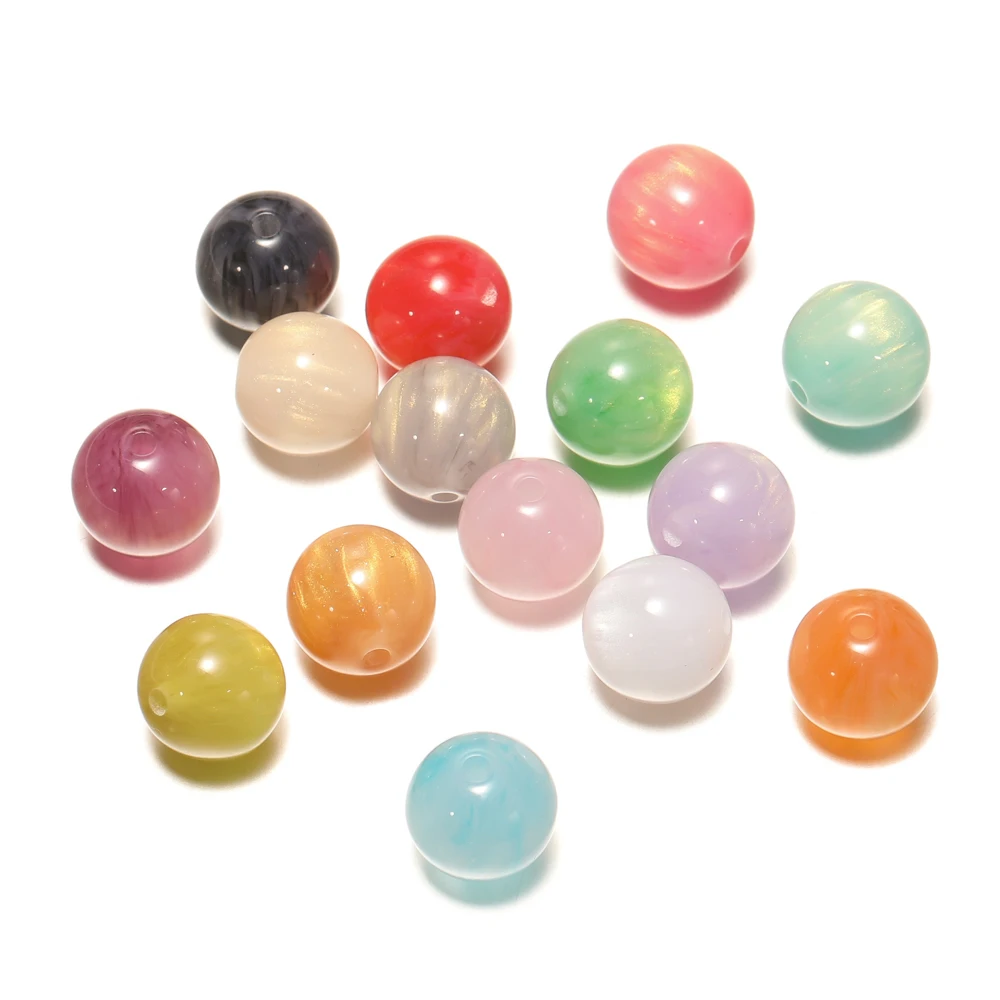 10Pcs 8mm 10mm 다채로운 수지 구슬 DIY 수제 목걸이 팔찌 쥬얼리에 대 한 라운드 느슨한 스페이서 비즈 액세서리 만들기