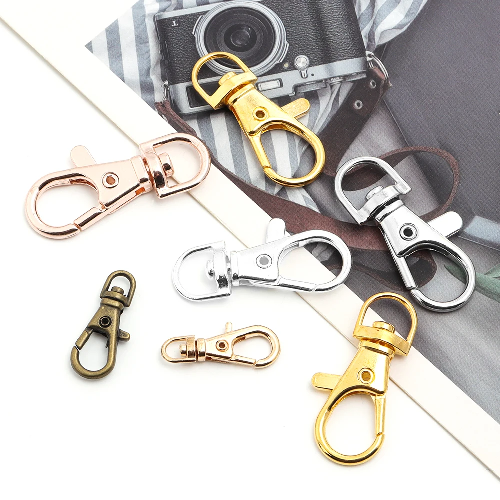 10pcs 분할 키 링 회전 커넥터 쥬얼리에 대 한 Carabiner 찾기 골드 실버 도금 랍스터 걸쇠 후크 DIY 키 체인 만들기