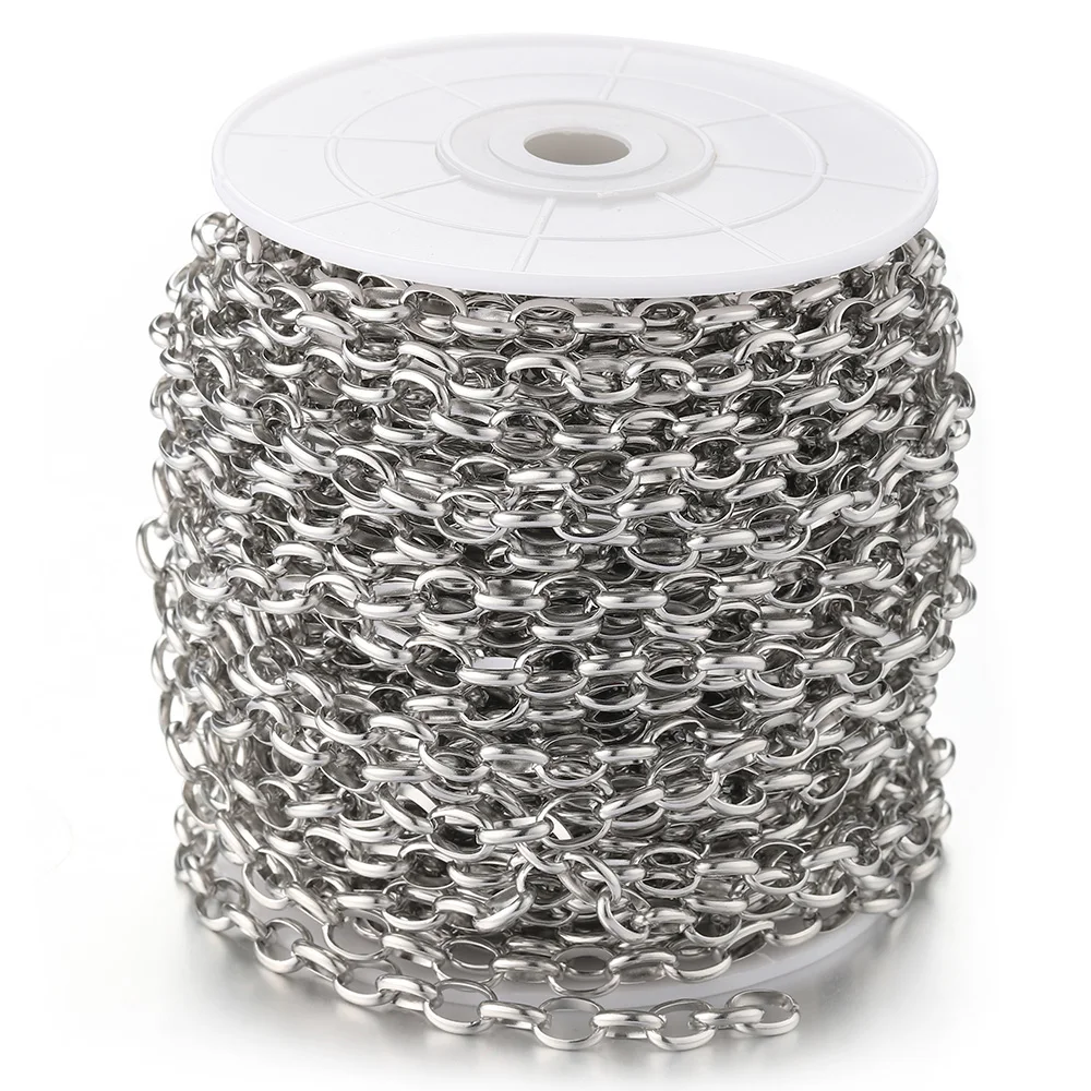 페이드 없음 1 미터 7.5mm 스테인레스 스틸 체인 골드 목걸이 롤로 팔찌 쥬얼리에 대한 강력한 링크 체인 액세서리 만들기 DIY
