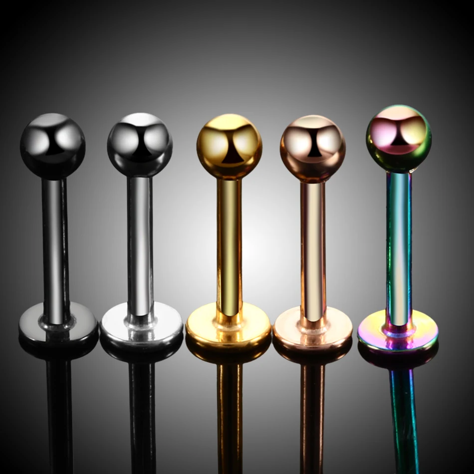 10 개/몫 스틸 16G Tragus 헬릭스 바 3mm 볼 Labret 립 바 링 스터드 연골 귀 피어싱 여성 남성을위한 바디 쥬얼리