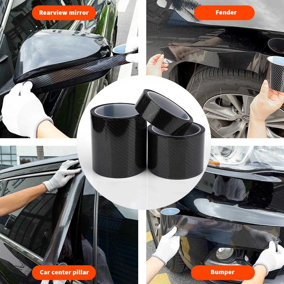 탄소 섬유 스티커 자동차 도어 씰 보호 필름 자동 도어 씰 가장자리 사이드 미러 B 필러 용 방수 스크래치 테이프
