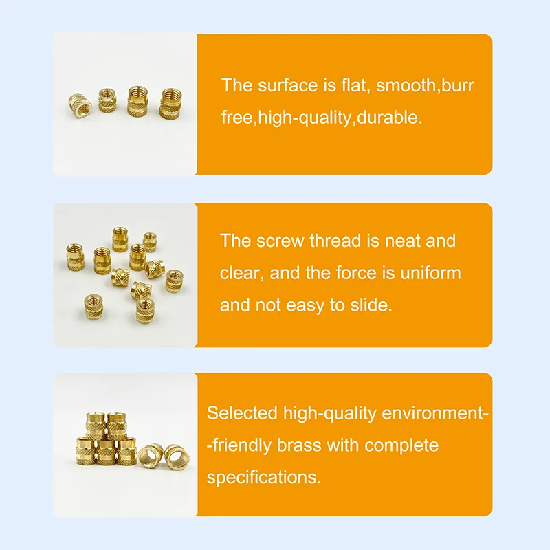 인서트 너트 세트 M2 M2.5 M3 M4 M5 M6 황동 핫멜트 널링 너트 나사 열 성형 이중 능직 주입 내장 구리 너트 3D
