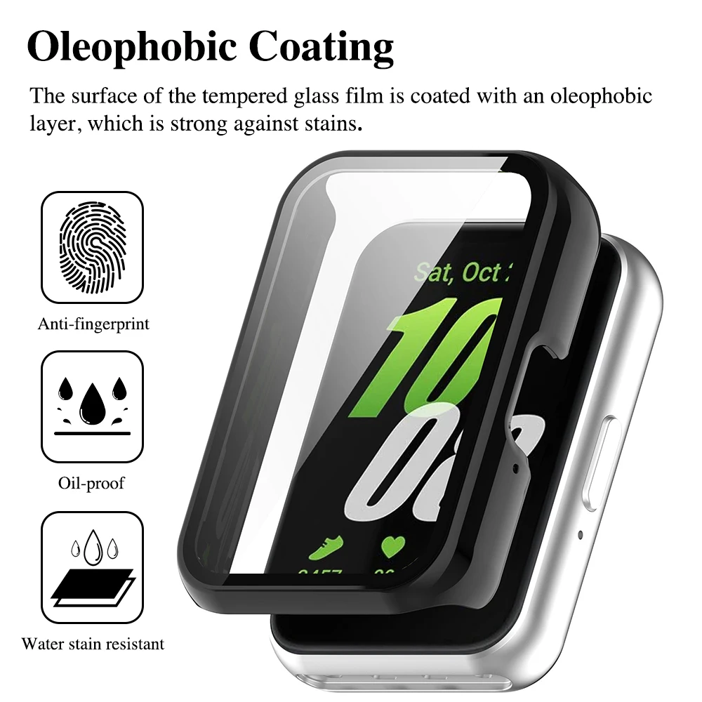 삼성 갤럭시 핏 3 용 유리 및 케이스, 강화 유리 스크린 보호대 및 하드 PC 보호 범퍼, 갤럭시 핏 3 액세서리