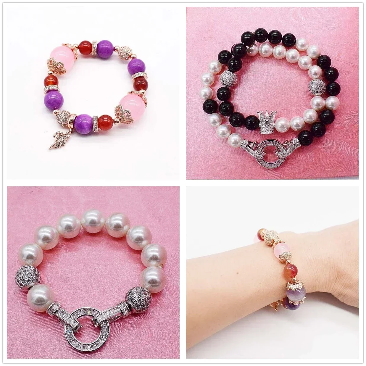 보석을위한 비즈 골드 실버 컬러 액세서리 포장 된 지르콘 스페이서 비드 문자열 페르시 Diy 목걸이 팔찌 체인 매력