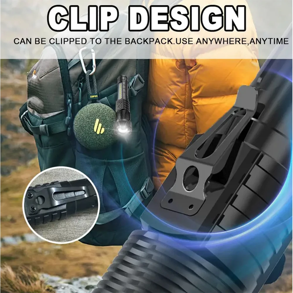 높은 전원 Led 손전등 매우 강력한 전술 토치 6 모드 충전식 캠핑 낚시 비상 줌 랜턴
