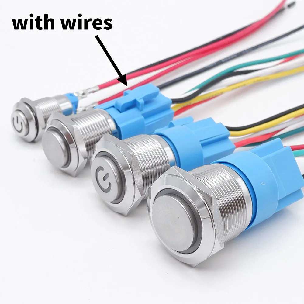 12 16 19 22 mm 금속 푸시 버튼 스위치(와이어 켜기 끄기 PC 전원 하이 헤드 12v 자동차 순간 래칭 고정 파란색 5V 220V) title=12 16 19 22 mm 금속 푸시 버튼 스위치(와이어 켜기 끄기 PC 전원 하이 헤드 12v 자동차 순간 래칭 고정 파란색 5V 220V) 