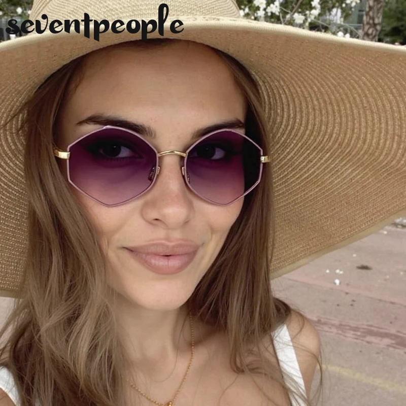 빈티지 Steampunk 다각형 선글라스 여성 2025 럭셔리 브랜드 클래식 육각형 태양 안경 숙녀 UV400에 대한 유행 운전 그늘