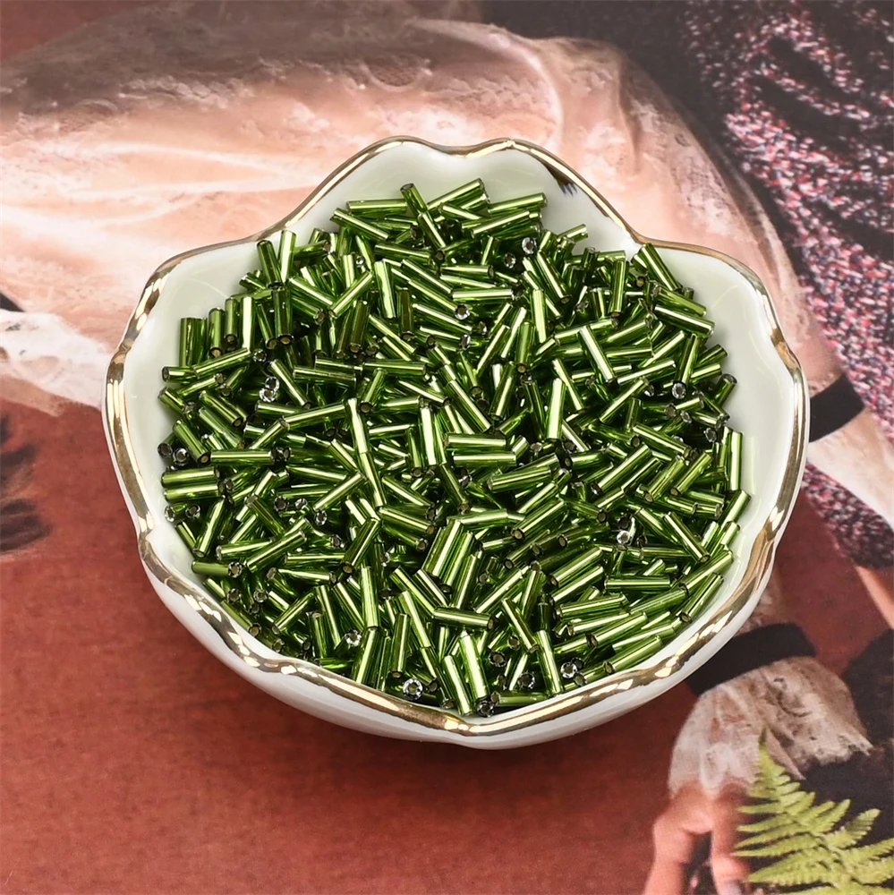 2x6mm 실버 컬러 라인 튜브 비즈 유리 미니 일본 비즈 DIY 팔찌 쥬얼리 드레스 의류 액세서리 만들기