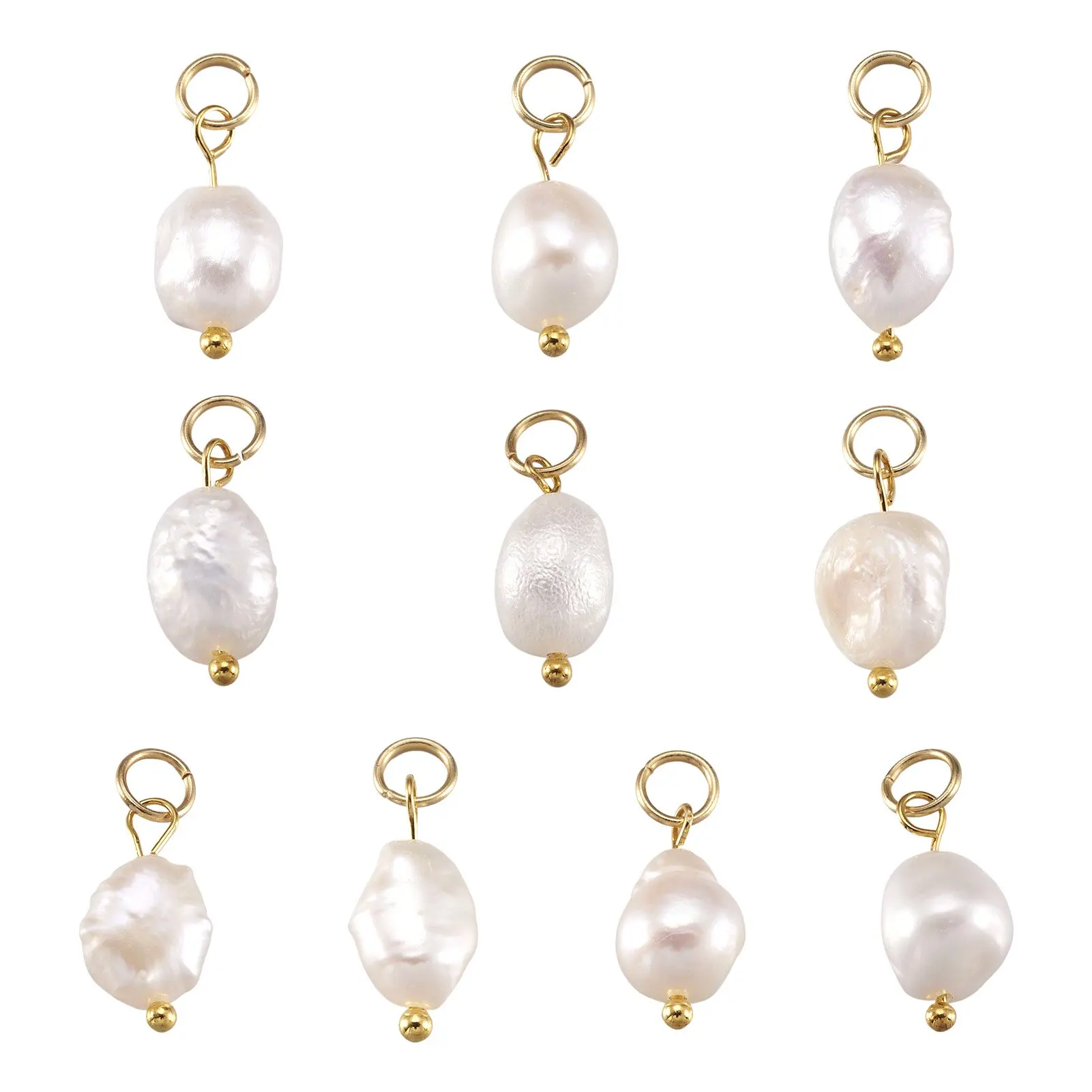 여성 목걸이 귀걸이 쥬얼리에 대한 304 스테인레스 스틸 점프 반지와 10 Pcs 학년 B 자연 교양 담수 진주 매력 title=여성 목걸이 귀걸이 쥬얼리에 대한 304 스테인레스 스틸 점프 반지와 10 Pcs 학년 B 자연 교양 담수 진주 매력 