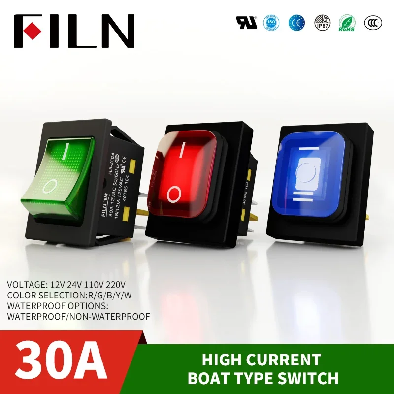 헤비 듀티 4 핀 DPST IP67 밀폐 방수 T85 자동 보트 해양 토글 로커 스위치, LED 포함, 30A, 250V, 12V, 220V, 30x22 title=헤비 듀티 4 핀 DPST IP67 밀폐 방수 T85 자동 보트 해양 토글 로커 스위치, LED 포함, 30A, 250V, 12V, 220V, 30x22 