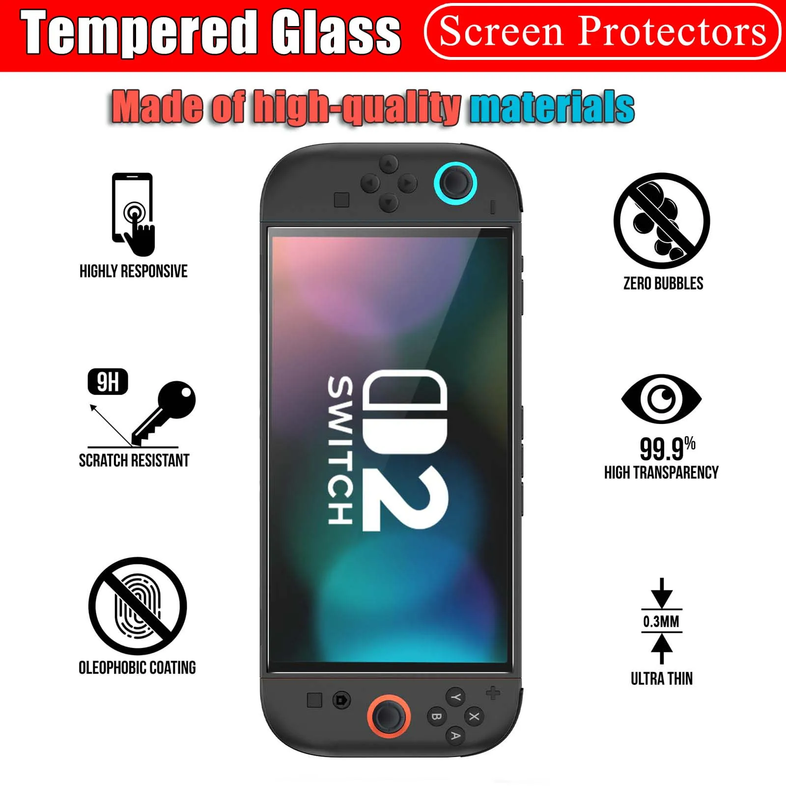 닌텐도 스위치 2용 보호 강화 유리 2025 액세서리 닌텐도 스위치 2용 화면 보호기 강화 유리