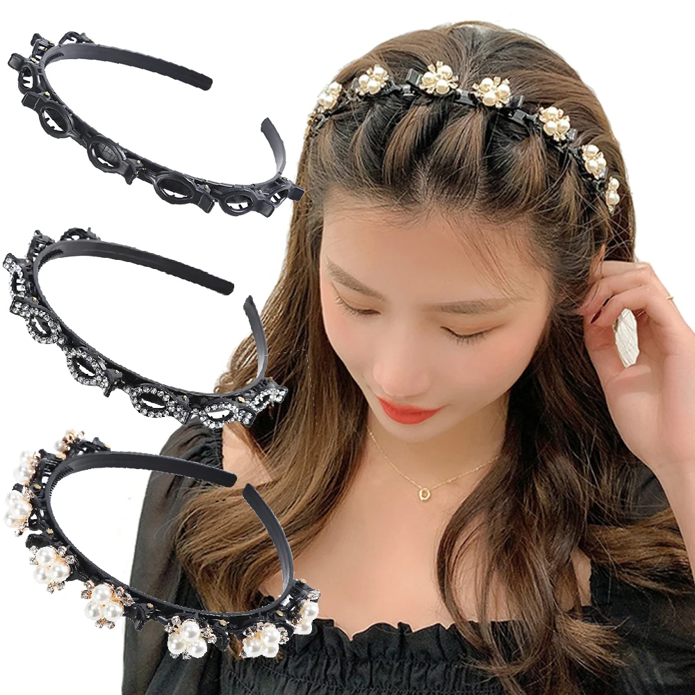 더블 레이어 밴드 클립 Hairbands 패션 플라스틱 땋은 머리띠 펑크 새로운 뜨개질 여자 모자를 쓰고 있죠 헤어 액세서리 진주 title=더블 레이어 밴드 클립 Hairbands 패션 플라스틱 땋은 머리띠 펑크 새로운 뜨개질 여자 모자를 쓰고 있죠 헤어 액세서리 진주 