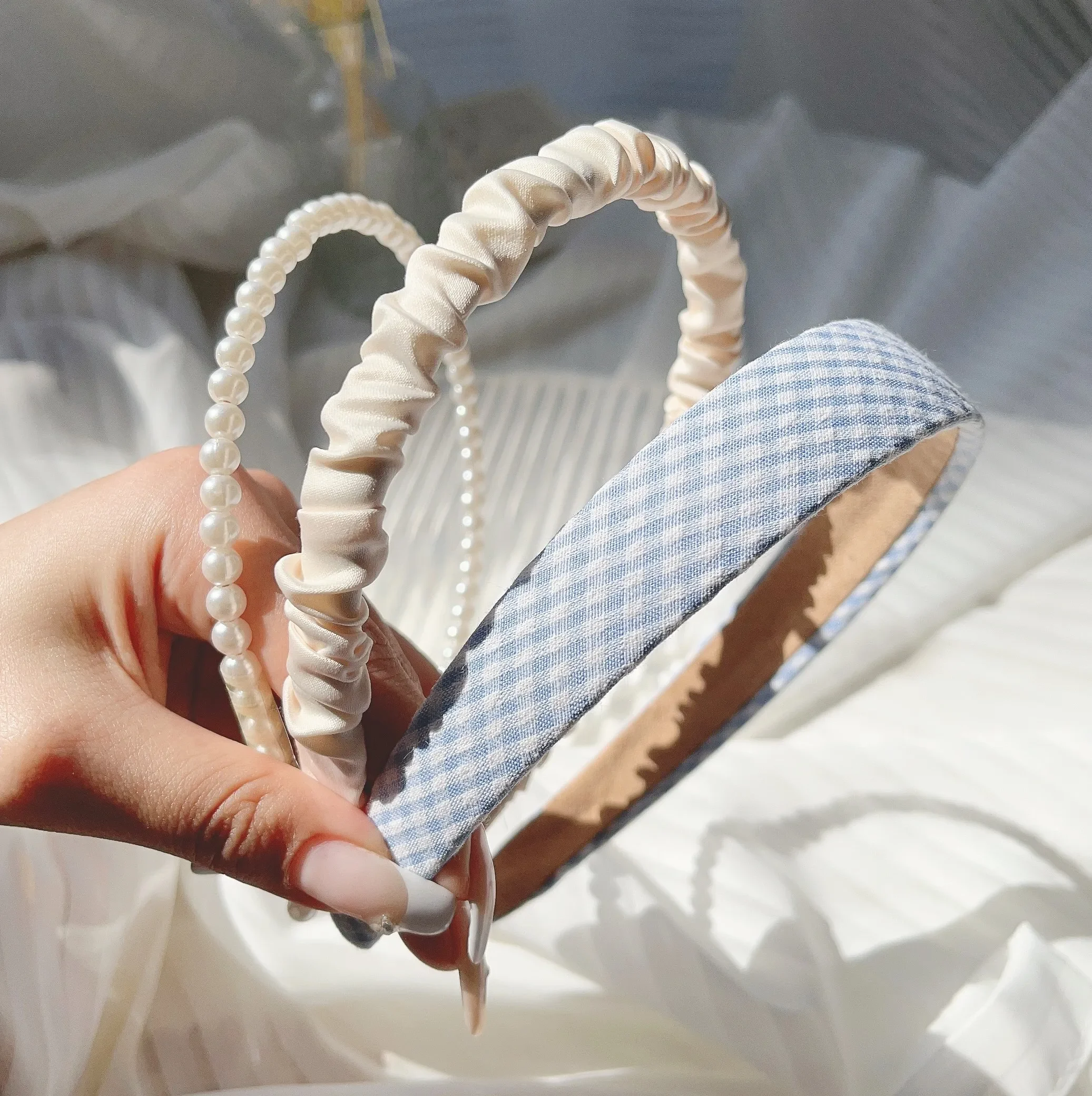 3 개/대 여자 여자 천으로 헤어 밴드 꽃 진주 머리띠 헤어 밴드 헤어 후프 여성 패션 헤어 액세서리 모자를 쓰고 있죠 선물