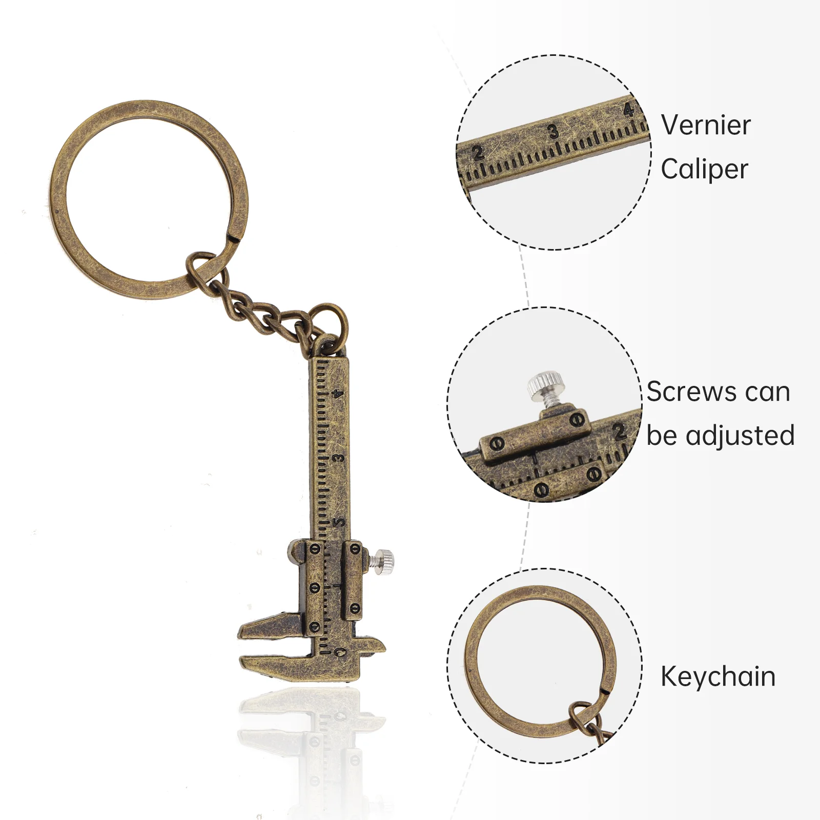 측정을 위한 체인 키체인 및 1mm 정확도를 갖춘 0-40mm 휴대용 미니 아연 합금 버니어 캘리퍼스