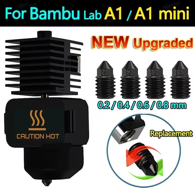 Bambu Lab A1 미니 핫 엔드 키트 용 0.2/0.4/0.6/0.8MM 노즐 Bambu Lab A1 노즐 어셈블리 용 경화 강철 3D 프린터 핫 엔드 title=Bambu Lab A1 미니 핫 엔드 키트 용 0.2/0.4/0.6/0.8MM 노즐 Bambu Lab A1 노즐 어셈블리 용 경화 강철 3D 프린터 핫 엔드 