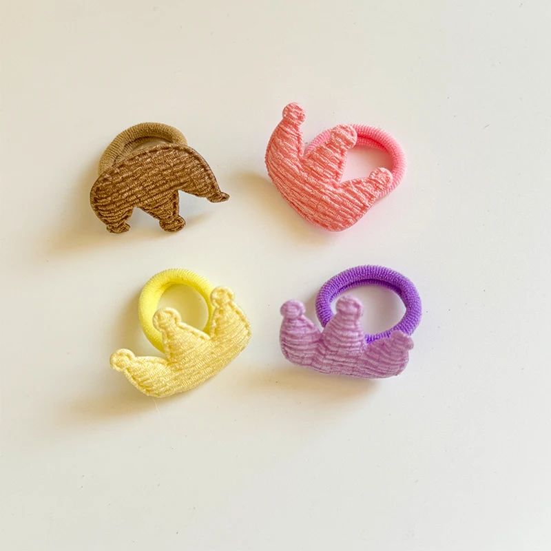 10pcs 소녀 크라운 나비 어린이 Hairbands 해를 끼치 지 않는 머리 만화 수건 밧줄 포니 테일 홀더 어린이 미니 고무 밴드 모자를 쓰고 있죠