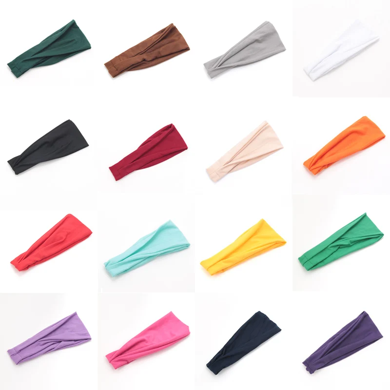 새로운 여성 솔리드 컬러 탄성 헤어 밴드 요가 머리띠 패션 터번 메이크업 헤어 후프 Vintag Knotted Headwrap 헤어 액세서리