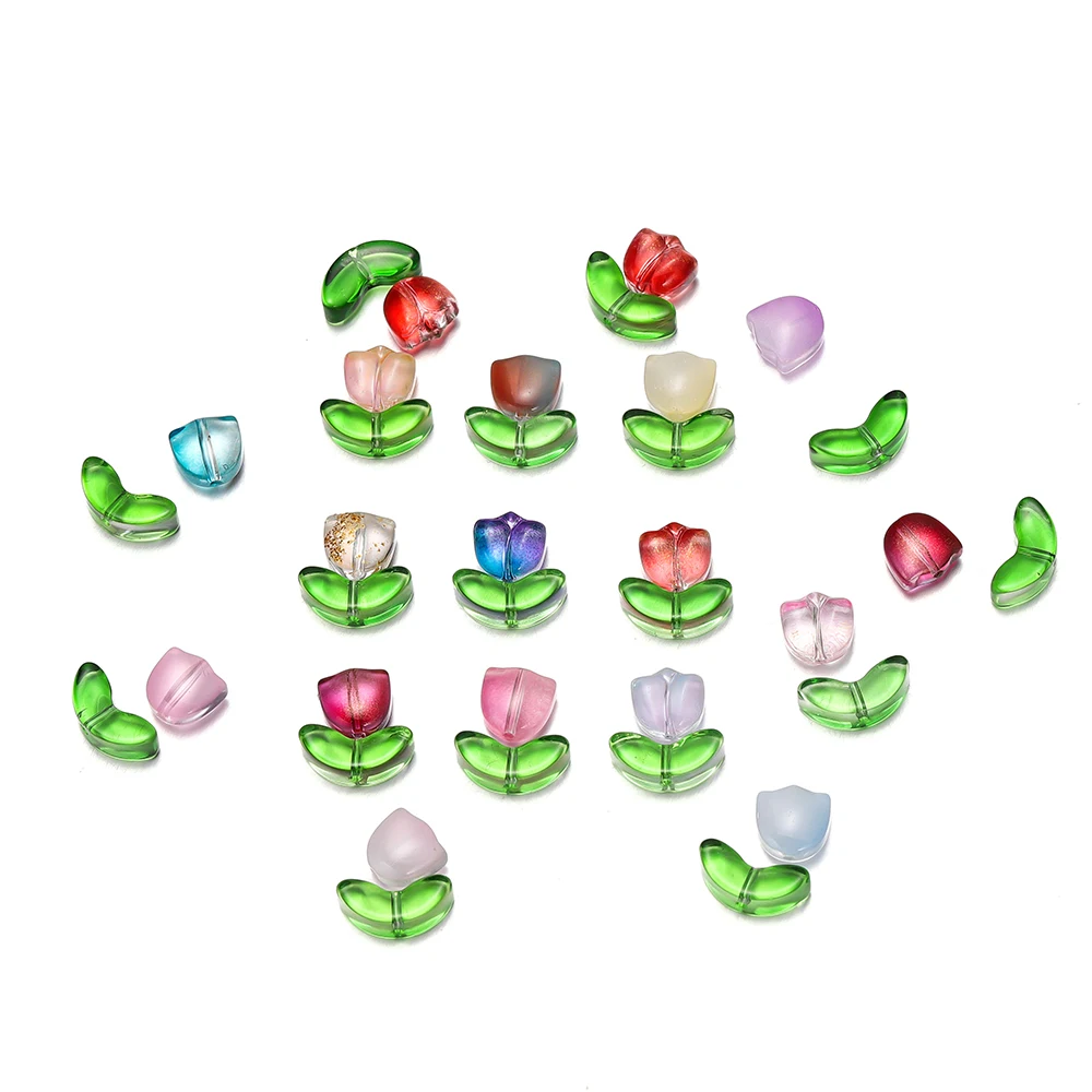 10/20Set 튤립 꽃 Lampwork 비즈 여러 가지 빛깔의 유리 플로라 비즈 DIY 팔찌 쥬얼리에 대한 느슨한 비즈 액세서리 만들기 title=10/20Set 튤립 꽃 Lampwork 비즈 여러 가지 빛깔의 유리 플로라 비즈 DIY 팔찌 쥬얼리에 대한 느슨한 비즈 액세서리 만들기 