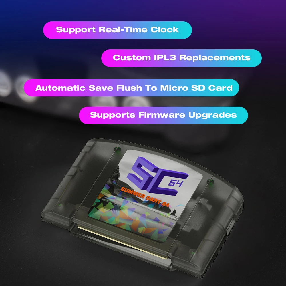 EPICJOY SummerCart 64 오픈 소스 N64 게임 카드 Nintendo 64 게임 콘솔 32GB SD 카드 호환성 5400+ 게임 및 64DD 게임