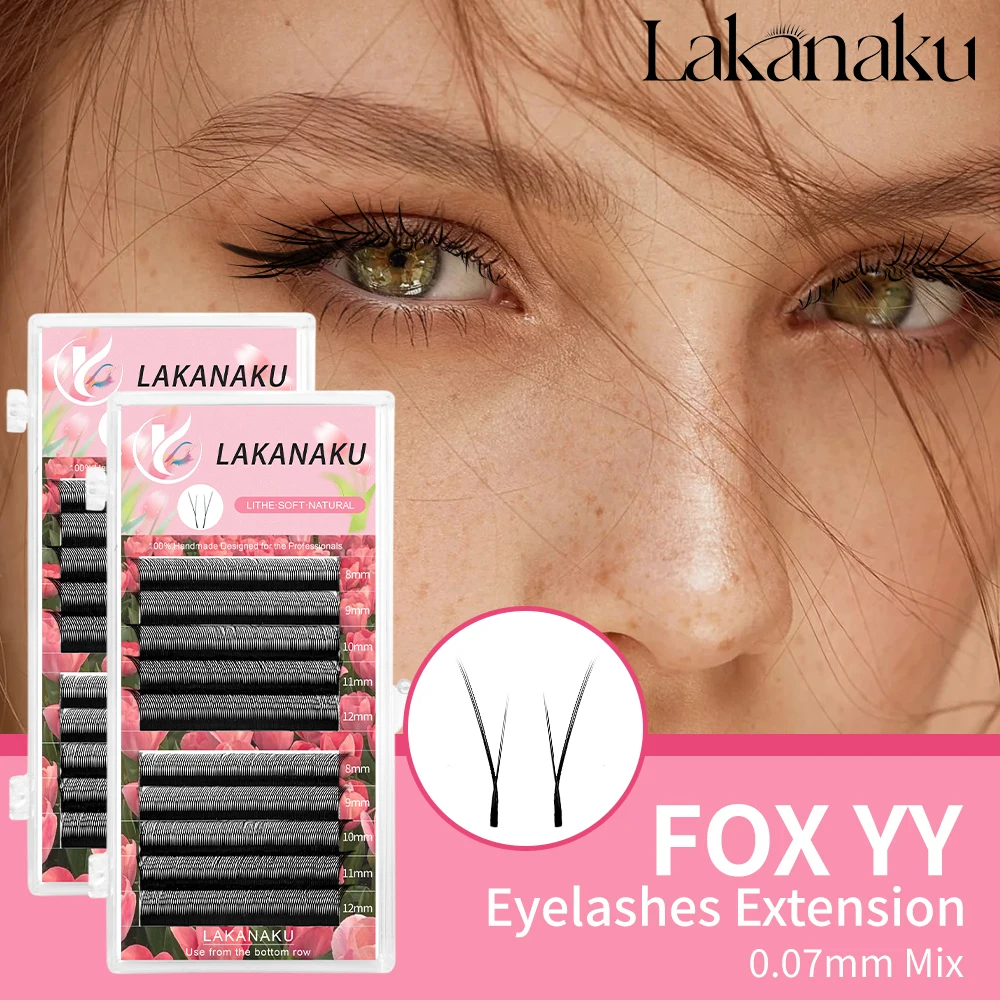 LAKANAKU 여우 눈 YY 모양 속눈썹 익스텐션 0.07mm, YY 속눈썹 섬모, 브라질 볼륨 소프트 인조 밍크 YY 속눈썹 title=LAKANAKU 여우 눈 YY 모양 속눈썹 익스텐션 0.07mm, YY 속눈썹 섬모, 브라질 볼륨 소프트 인조 밍크 YY 속눈썹 