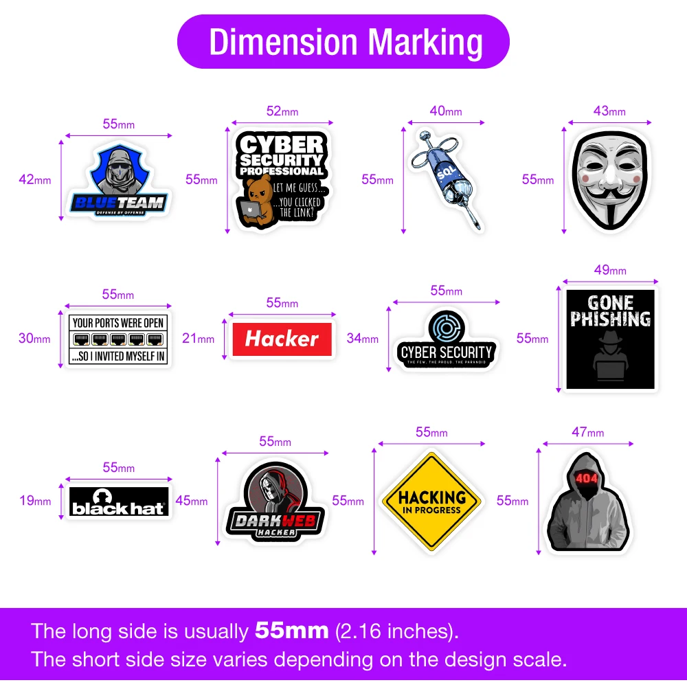 사이버 보안 해커 네트워크 보안 스티커 DIY 선물 데칼 노트북 전화 스크랩북 수하물 장식 병 방수