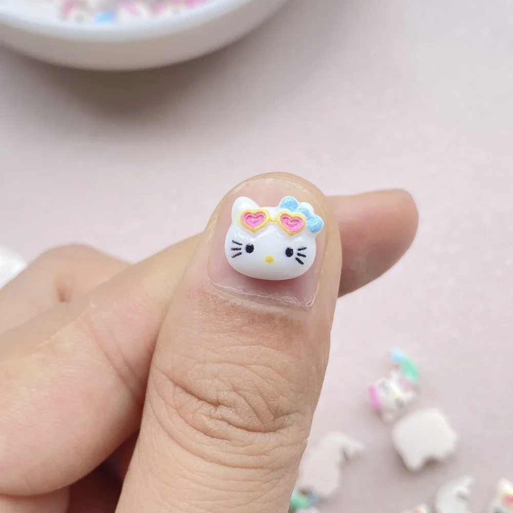 50pcs 수지 다채로운 여름 해변 눈 인어 작은 고양이 만화 갑옷 인형을 입고 플랫 백 네일 아트 DIY 스크랩북 공예