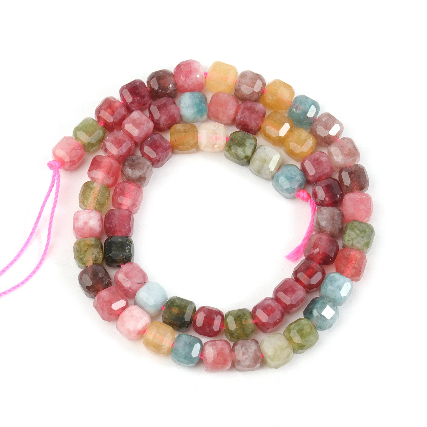 면 처리 된 천연 전기석 5mm 사각형 큐브 모양 비즈 쥬얼리 만들기 Diy 팔찌 목걸이 구슬 액세서리