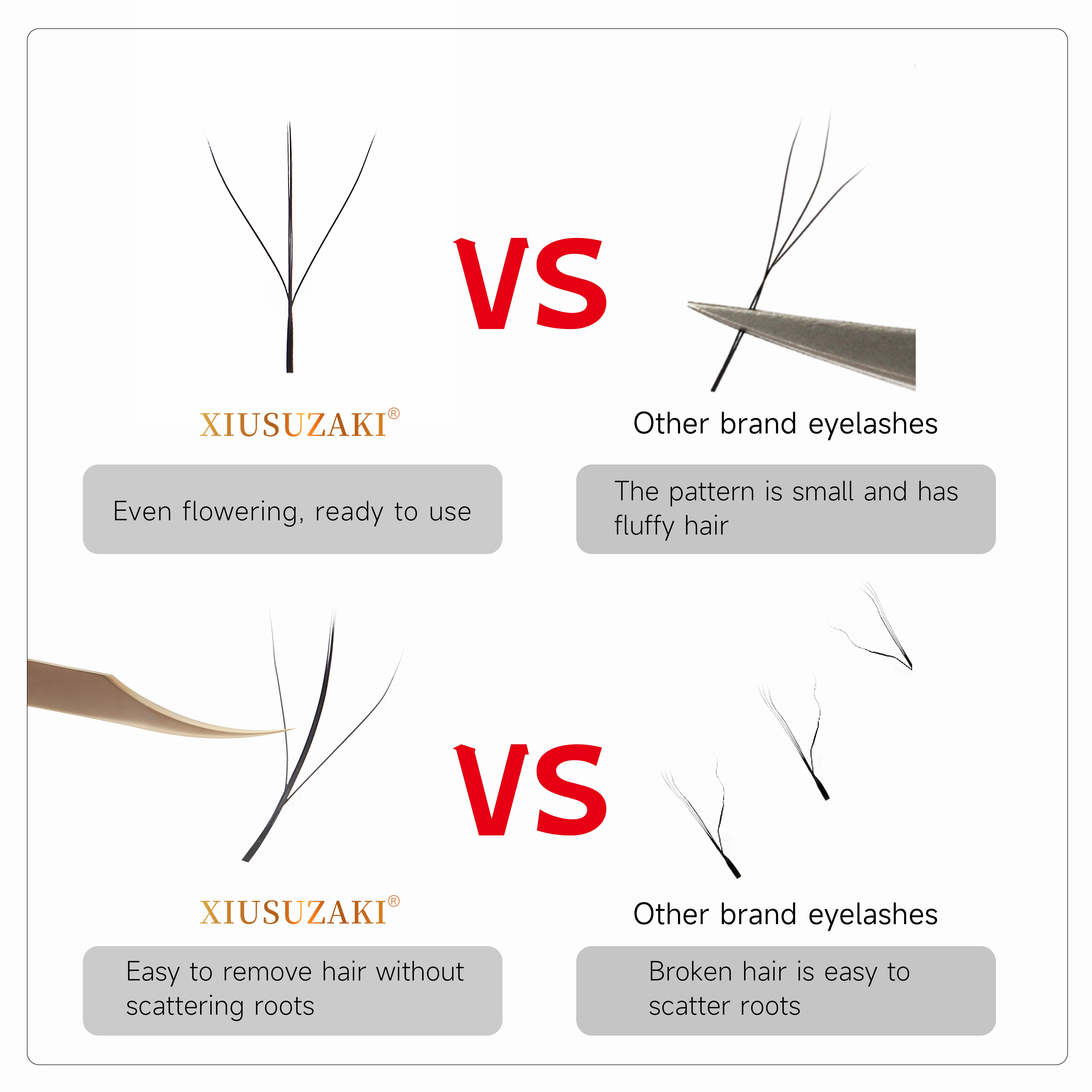 XIUSUZAKI 3D W 3코어 트리플 팁 속눈썹 W 모양 속눈썹 연장 블리스 터 자연 미리 만들어진 팬 더블 2코어 속눈썹