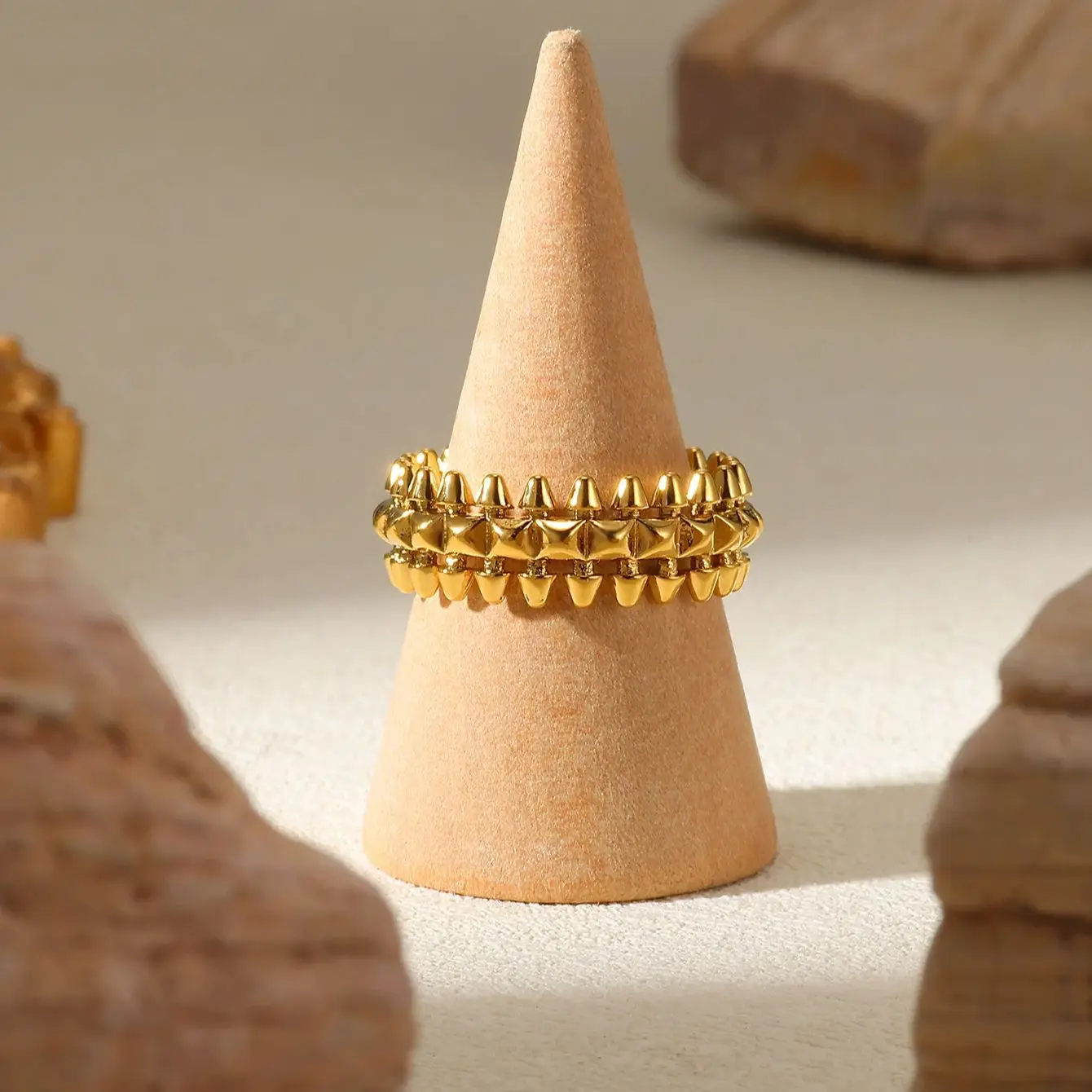 여성용 빈티지 스테인레스 스틸 총알 반지, 골드 컬러 기하학적 반지, 펑크 쥬얼리, 힙합 파티 쥬얼리 선물