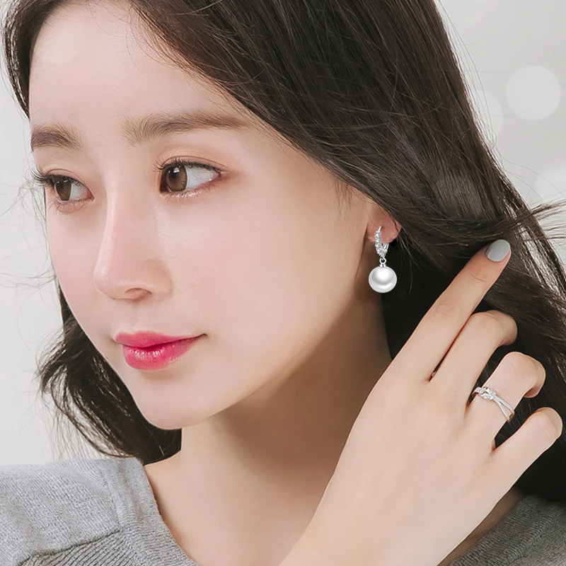 LByzHan 2021 진주 귀걸이 정품 천연 담수 진주 925 스털링 실버 귀걸이 Wemon 결혼 선물을위한 진주 보석