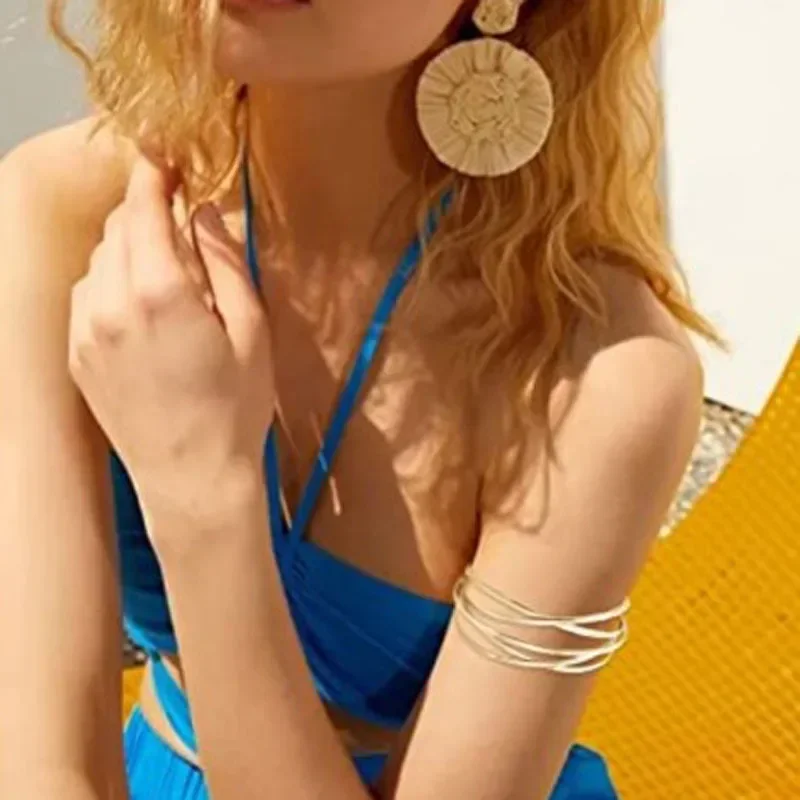 여성용 펑크 할로우 합금 뱅글, 골드 실버 컬러 커프 팔찌, 오픈 조절식 팔 팔찌, 2024 여름 패션 주얼리