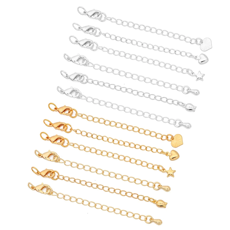 1/2/5pcs DIY 쥬얼리에 대 한 랍스터 걸쇠 커넥터와 황동 확장 확장 테일 체인 결과 팔찌 목걸이 만들기