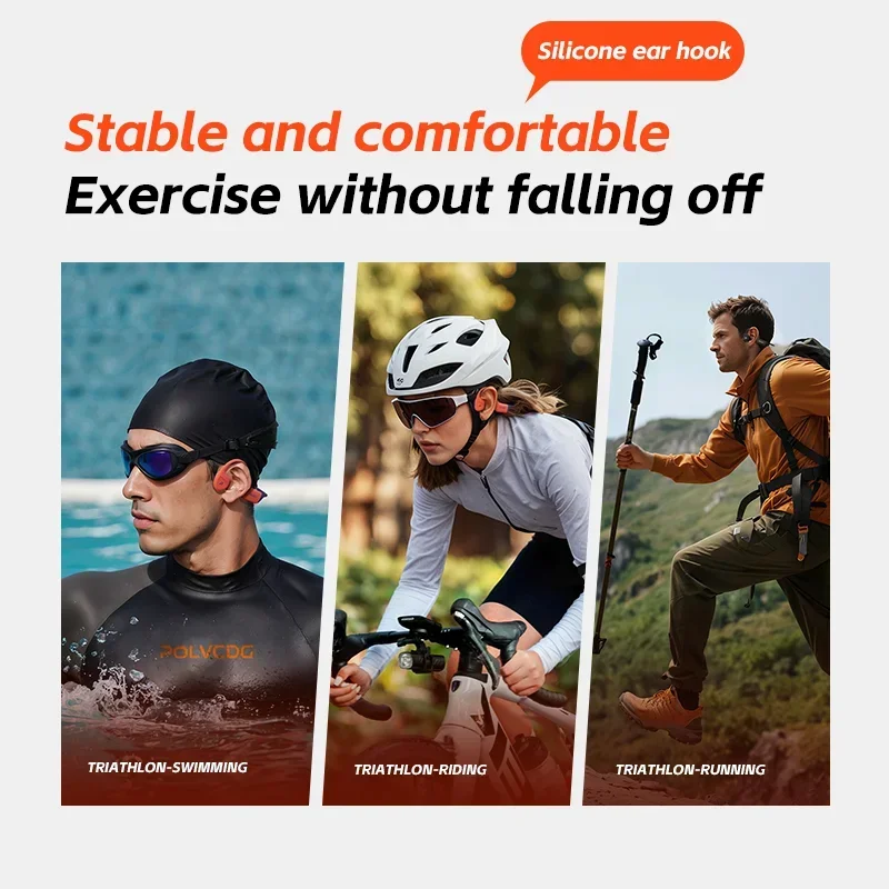 POLVCDG 골전도 이어폰 IPX8 방수 32GB 메모리 블루투스 5.4 실리콘 소재 2024 신제품 X16
